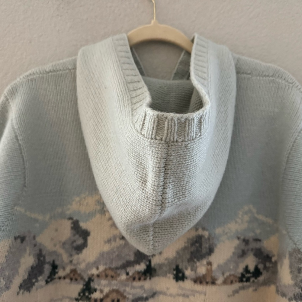Ralph Lauren Vintage Sweater Sled Dog Scene Hooded Country Lambswool Hanknit 1X - Picture 10 of 11